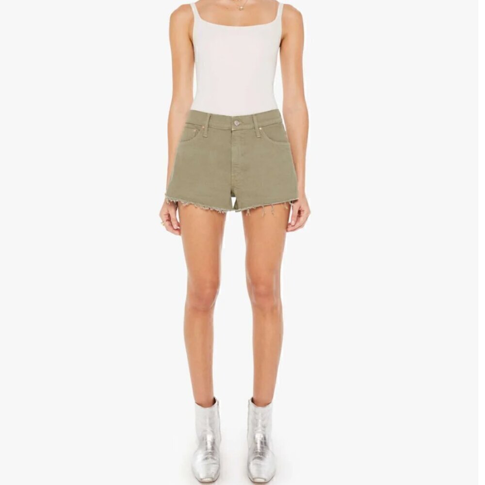 #40 NWT MOTHER Denim The Dodger Short Short Fray in Mermaid